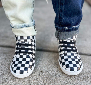 Black and white Checkered high tops