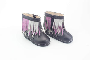 Black fringe boots