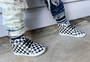 Black and white Checkered high tops