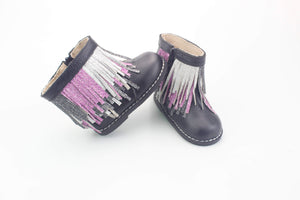 Black fringe boots