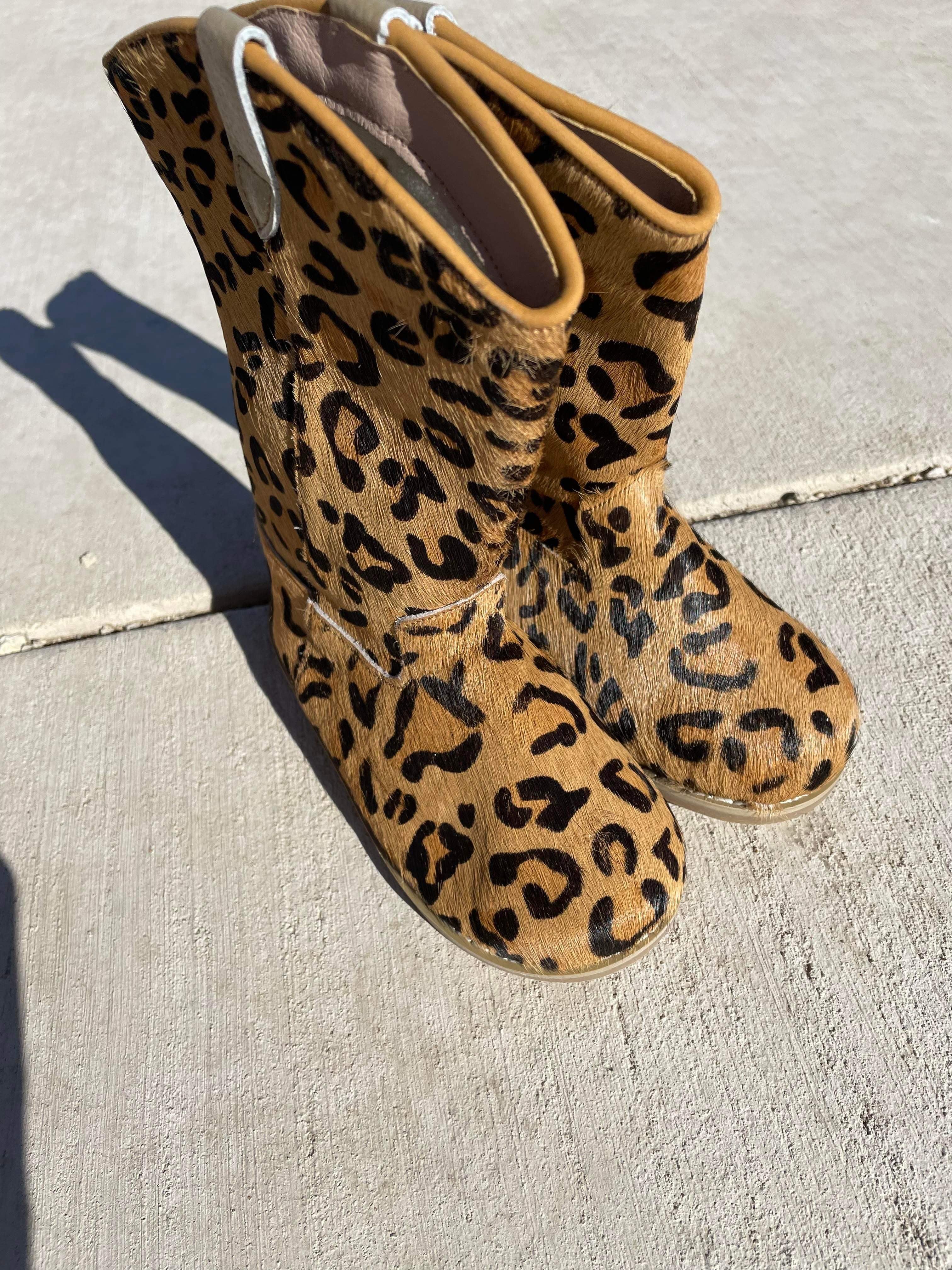 Cowboy Boots Cheetah Chicken Foot Shoes
