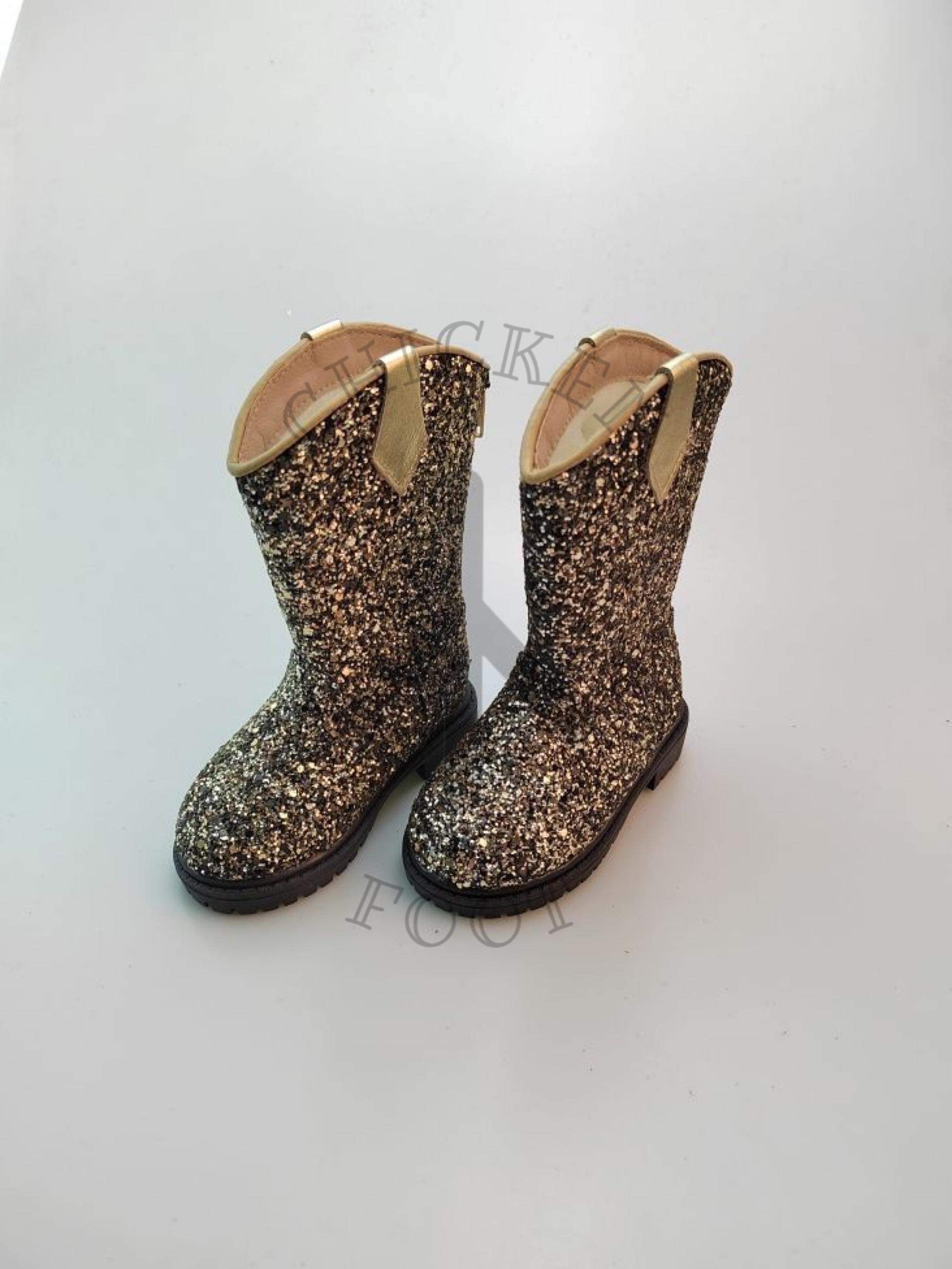 Gold Glitter Boots