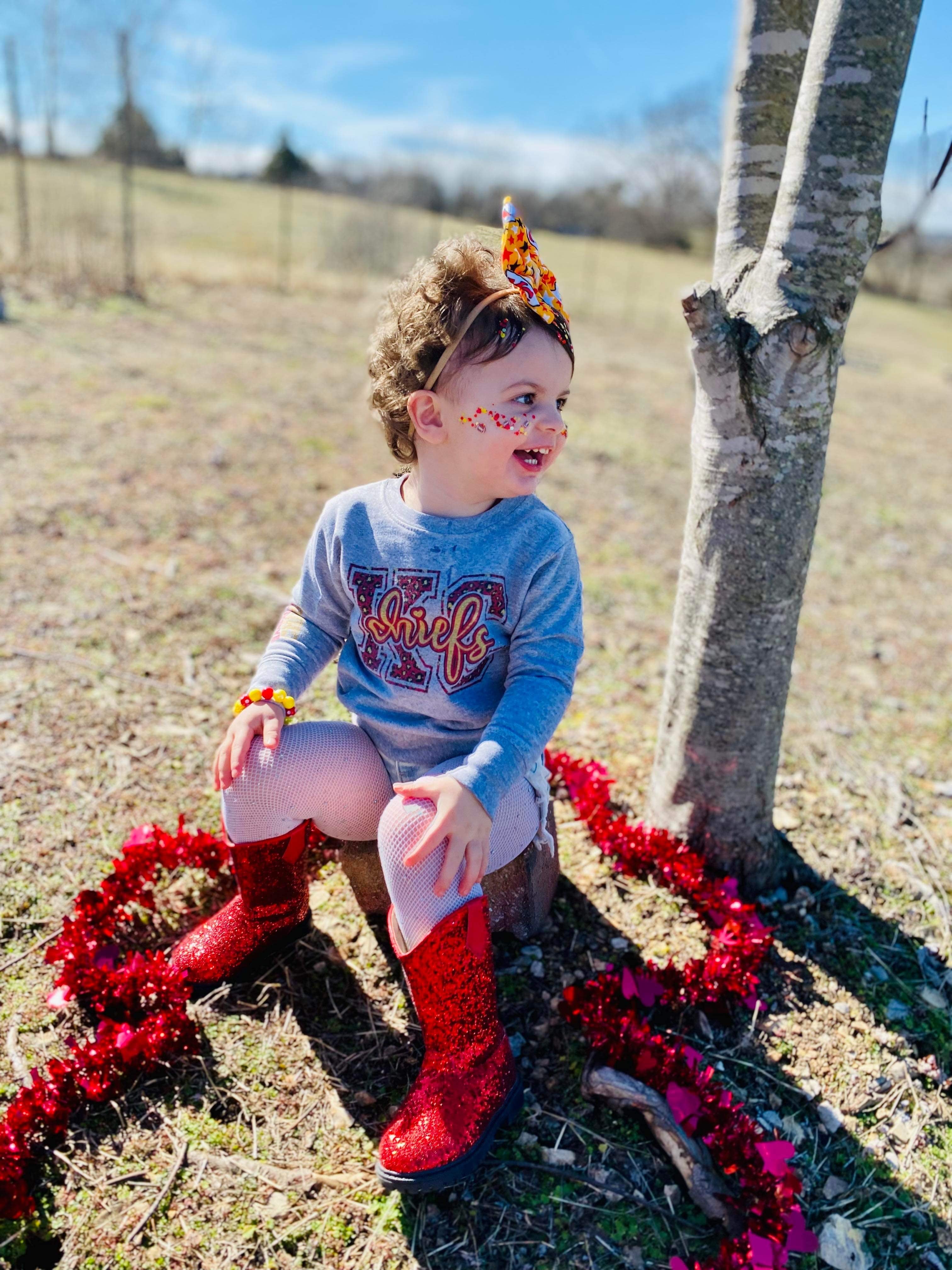 Girls red outlet glitter boots